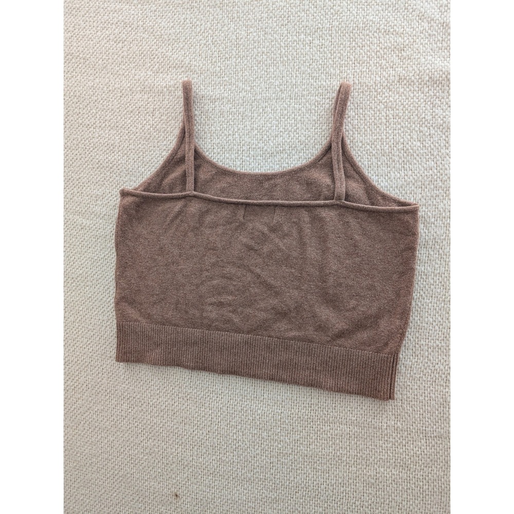 Old Navy Womens L Brown Knit Cropped Cami Tank Top Layering Neutral Scoop Neck - Picture 3 of 5